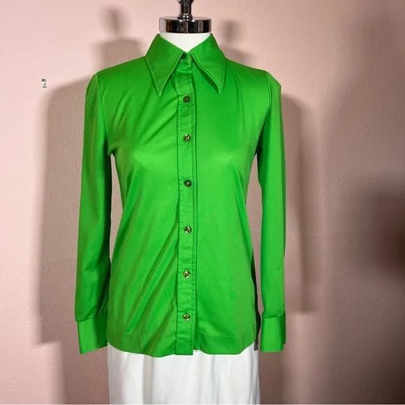 Vintage 60 70 Jantzen Kelly Green Dagger collar Sweater set pencil Skirt set - Picture 5 of 16